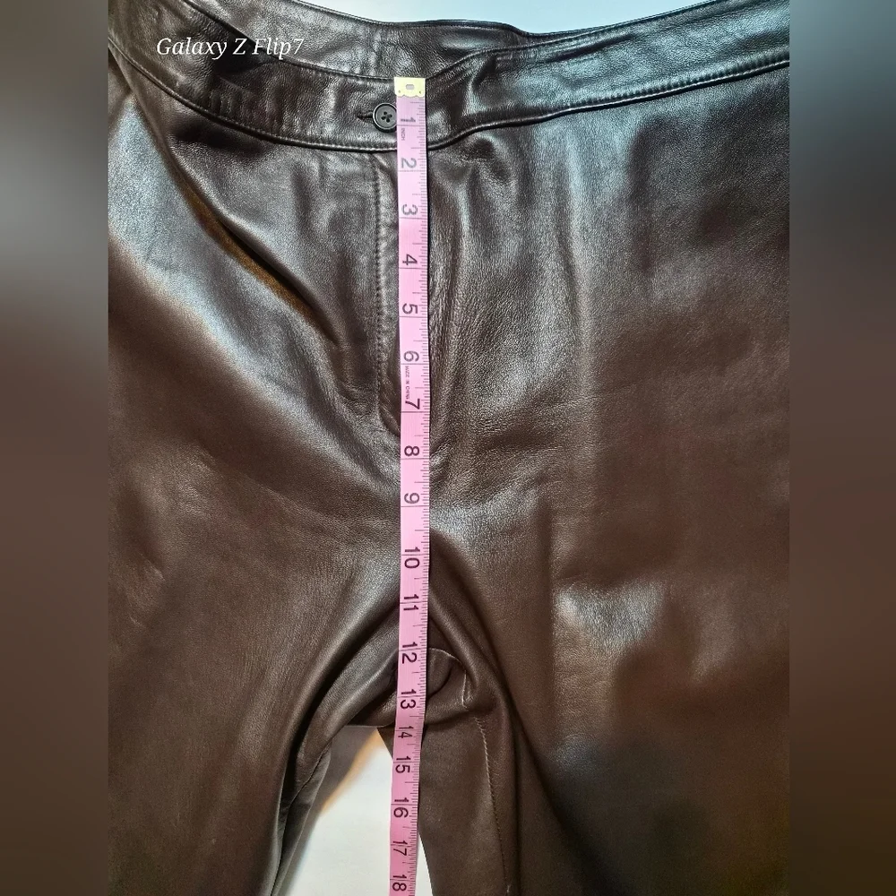 ​Talbots Petites 100% Genuine Leather Pants - Chocolate Brown - Size 14P - Picture 5 of 10